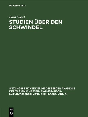 cover image of Studien über den Schwindel